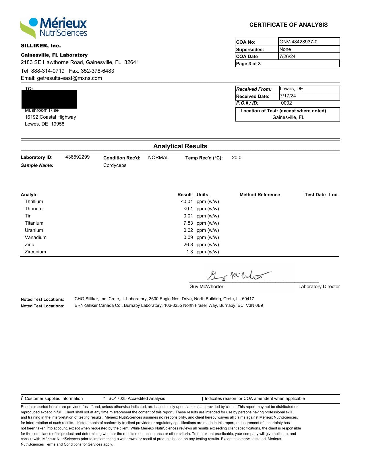 Mérieux NutriSciences certificate, page 3