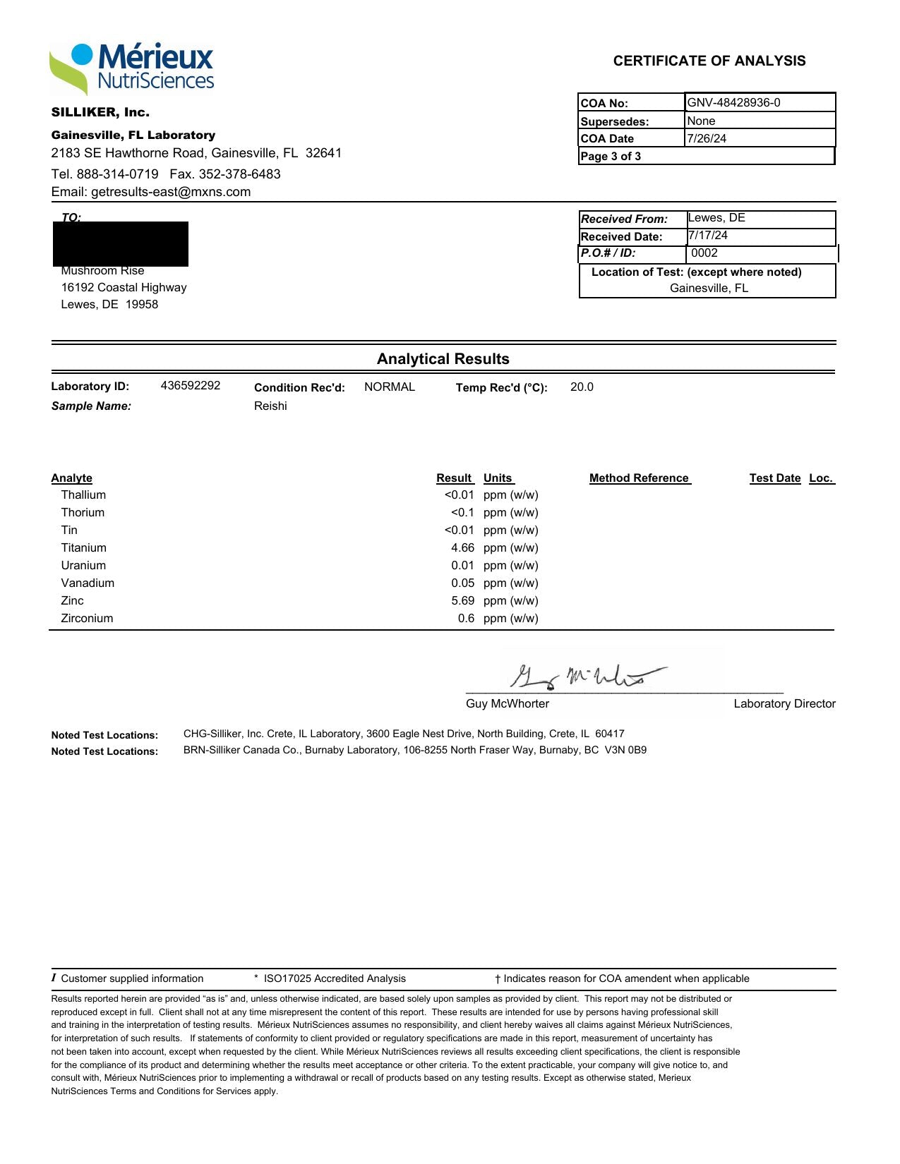 Mérieux NutriSciences certificate, page 3